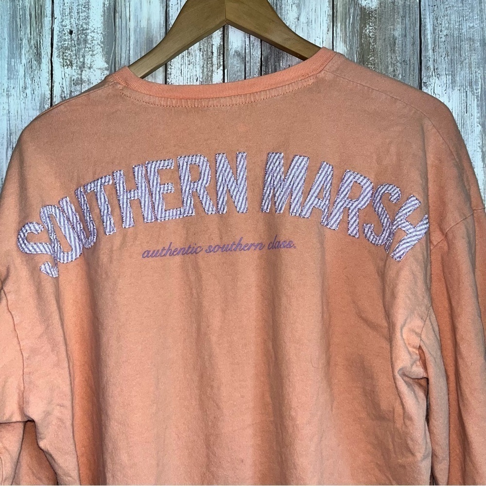 Southern Marsh Rebecca Original Seersucker Logo Sweatshirt Melon Medium - Picture 5 of 6
